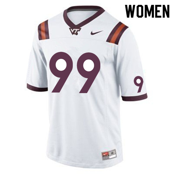 Women #99 Justin Pollock Virginia Tech Hokies College Football Jerseys Sale-White - Click Image to Close